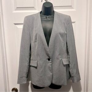 Zara Blazer Houndstooth Single button Size 8 Medium Women black white chic
